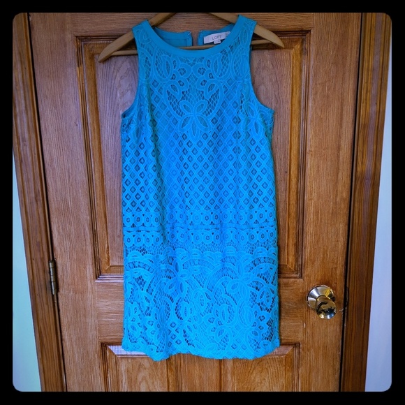 LOFT Dresses & Skirts - LOFT Aqua Lace Shift Dress